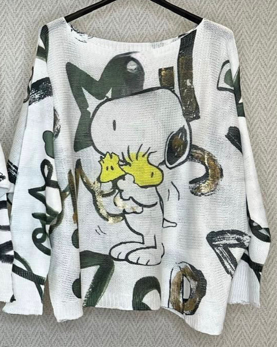 Snoopy & Woodstock Lightweight Sweater – Playful Comfort