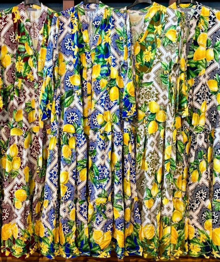 Lemon Print Maxi Dress