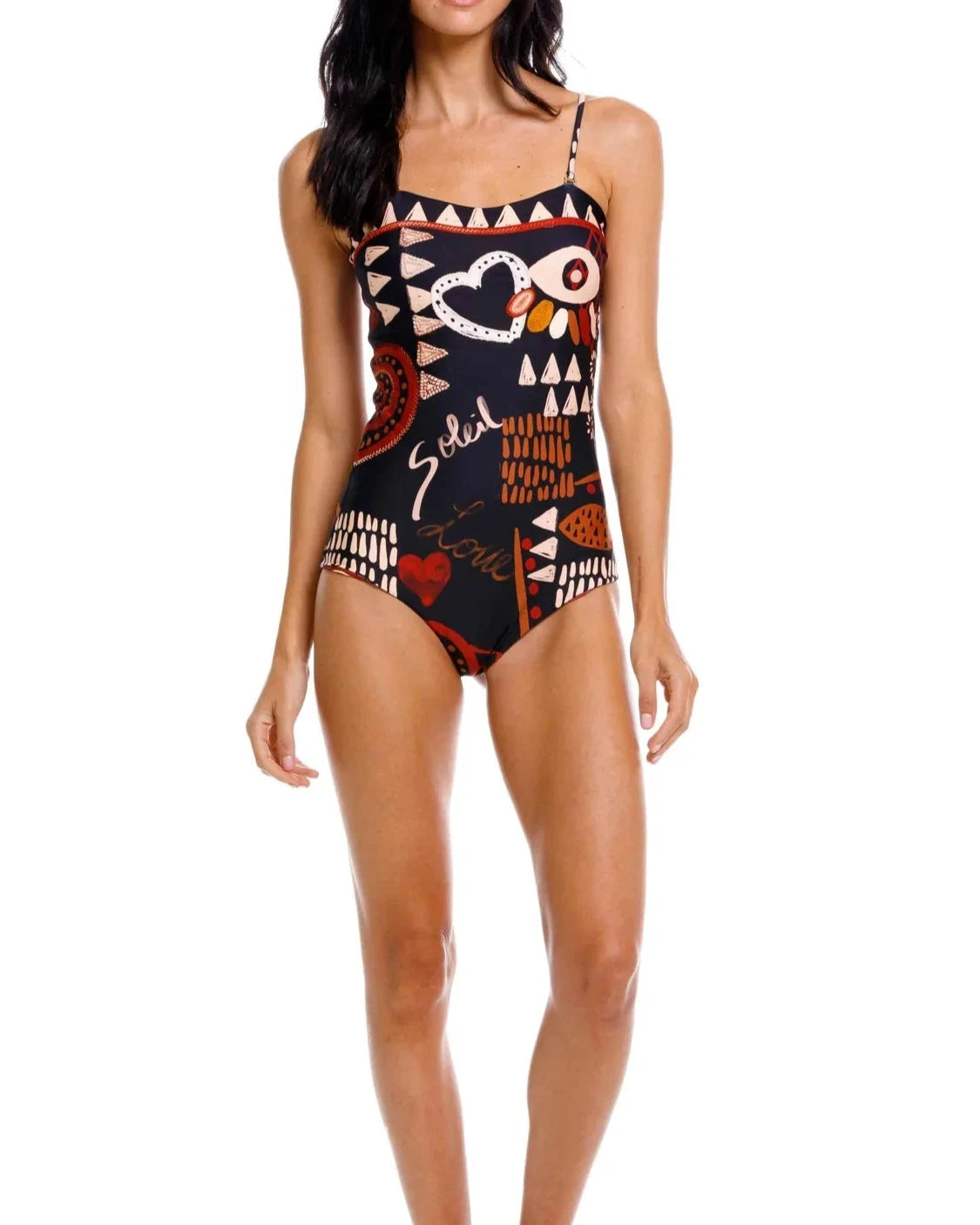 Ebony Love One-Piece Swimsuit – Graphic Abstract Print