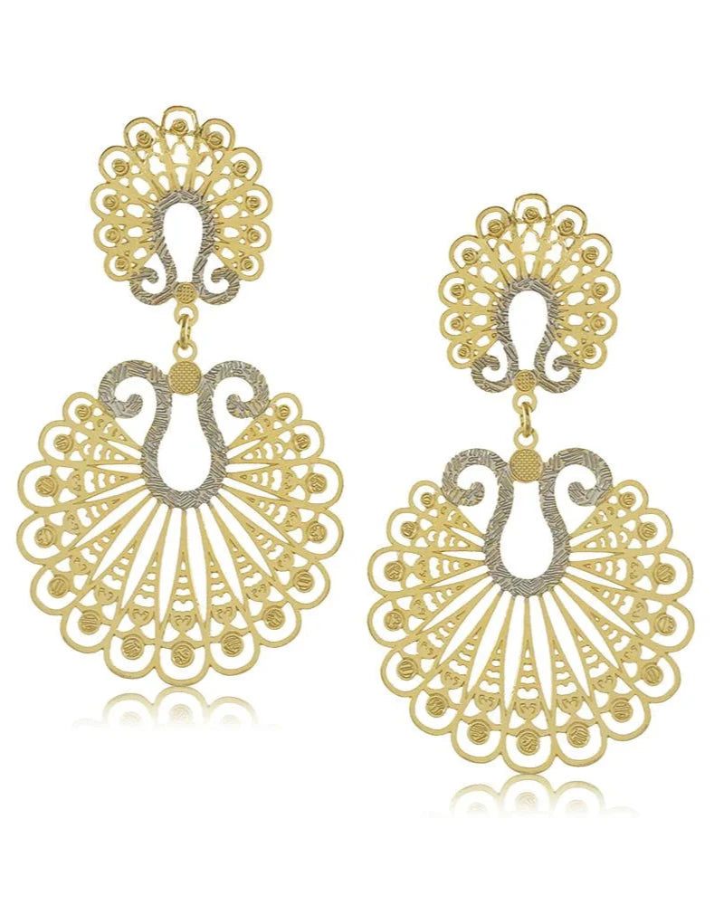 Peacock Grace Filigree Drop Earrings