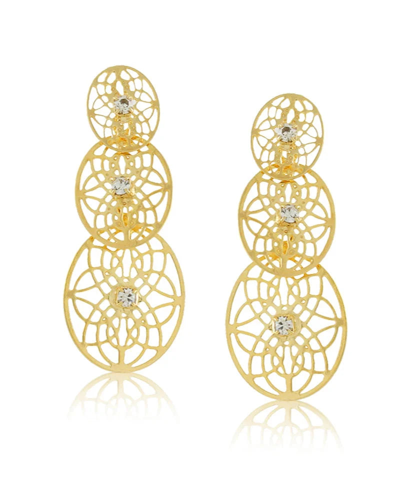 Lace Disc Earrings with Crystal Accents