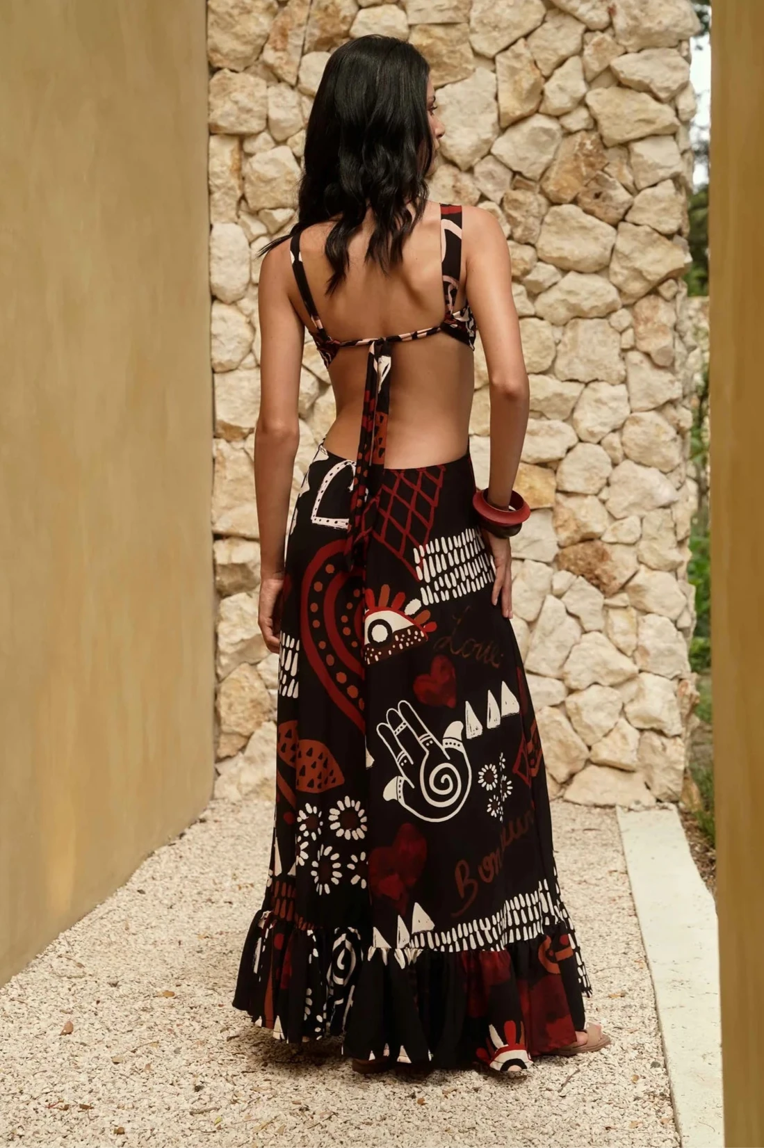 Ebony Abstract Cut-Out Maxi Dress