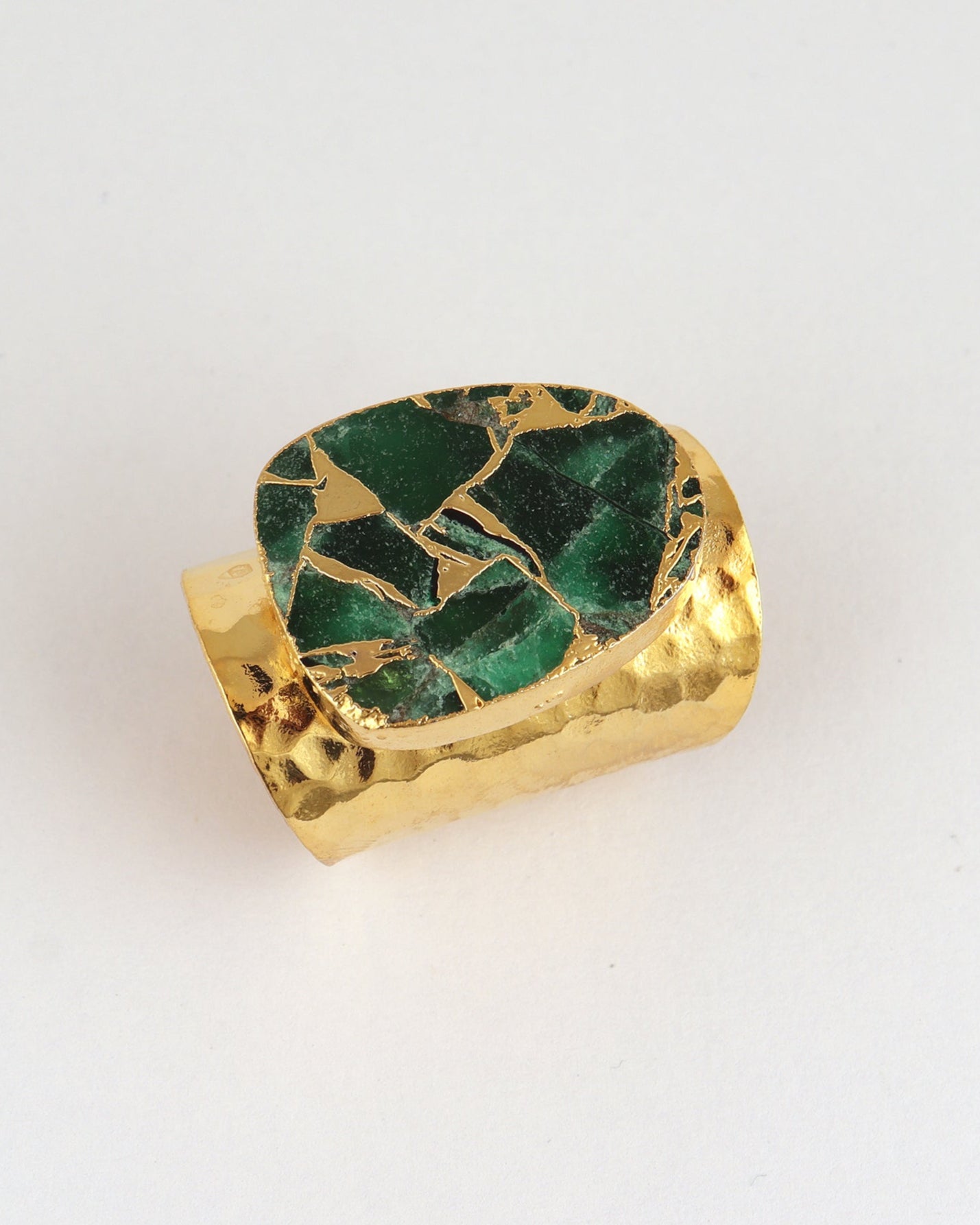 Emerald Mosaic Gold Statement Ring