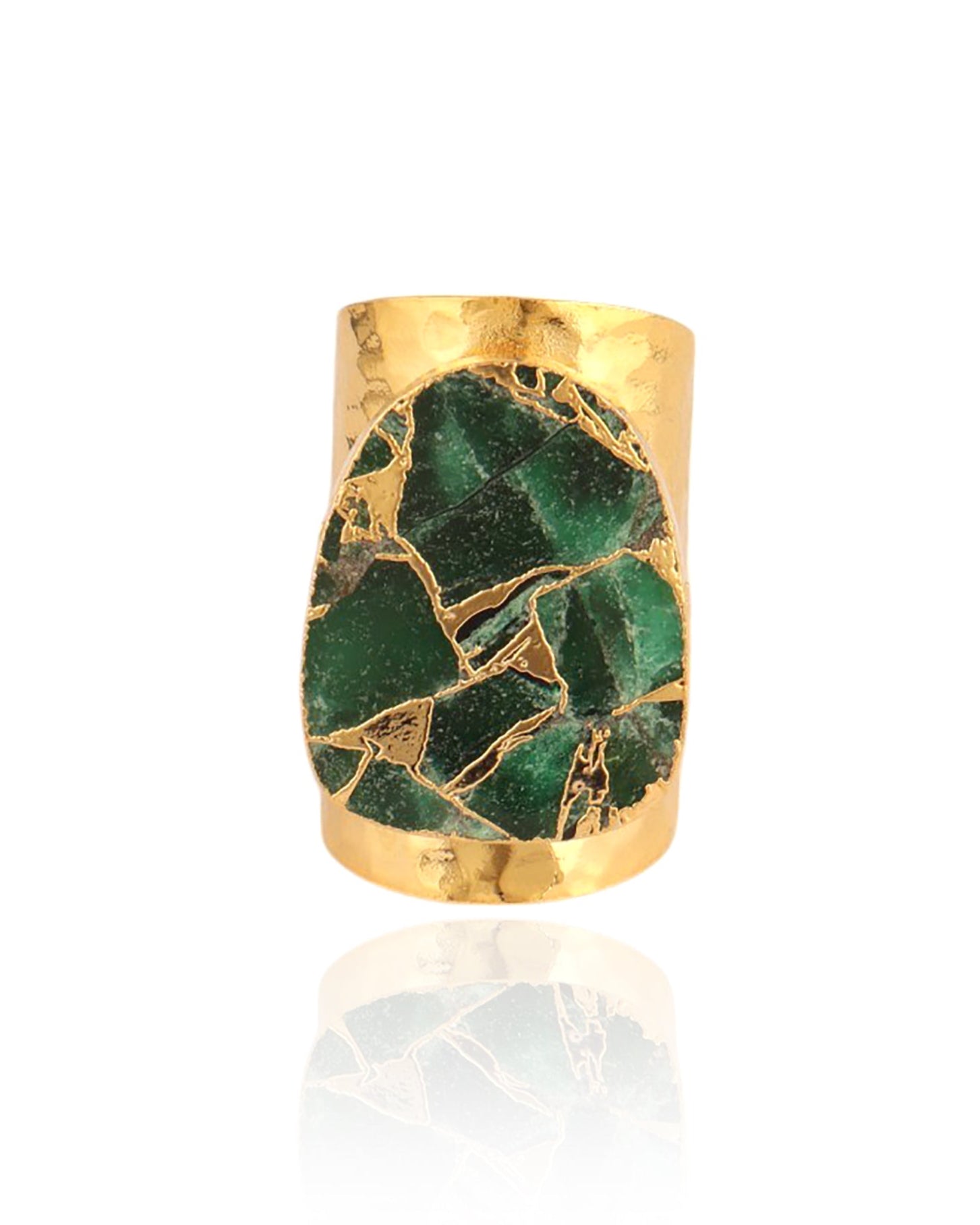 Emerald Mosaic Gold Statement Ring