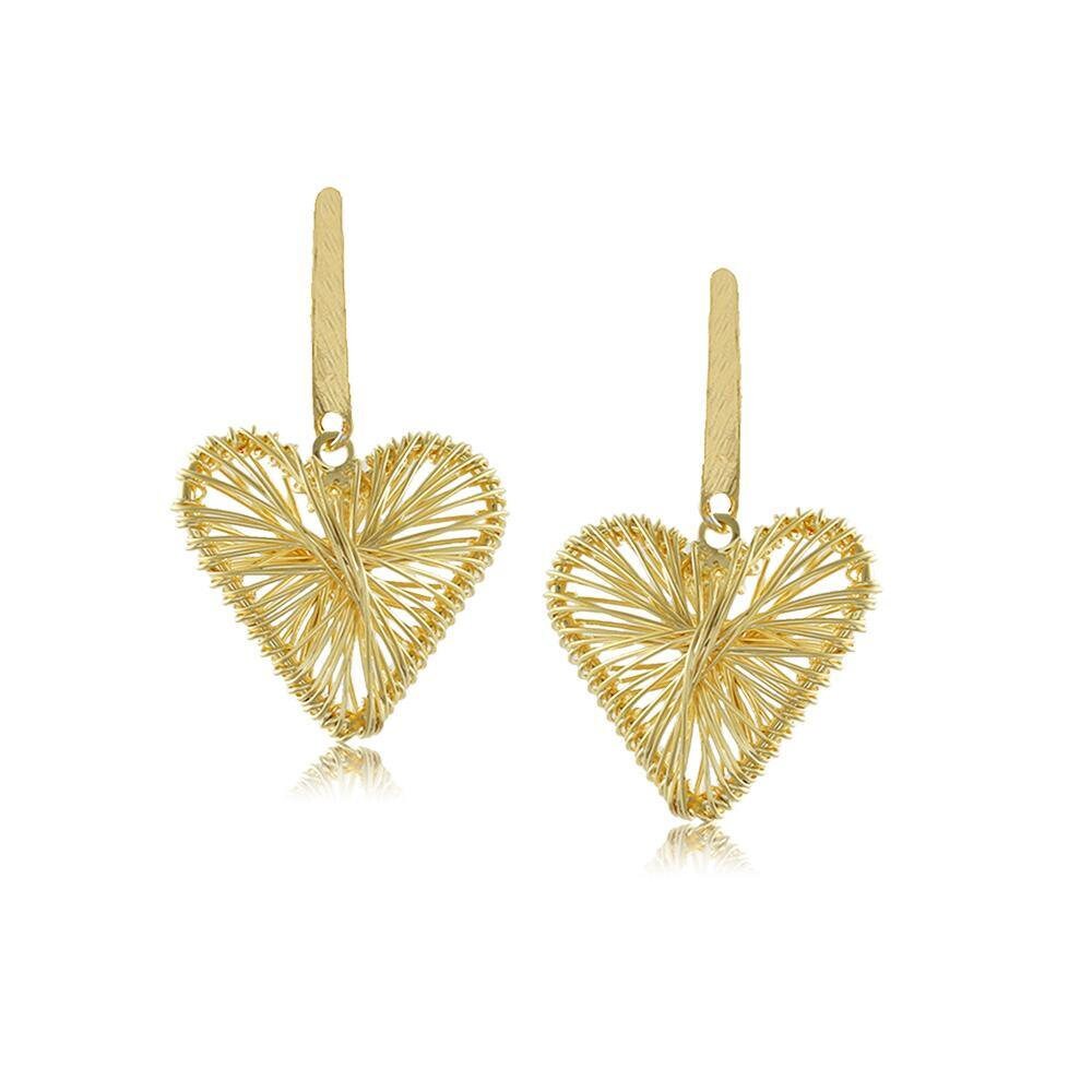 Wire Wrapped 18K Gold Fill Heart Earrings