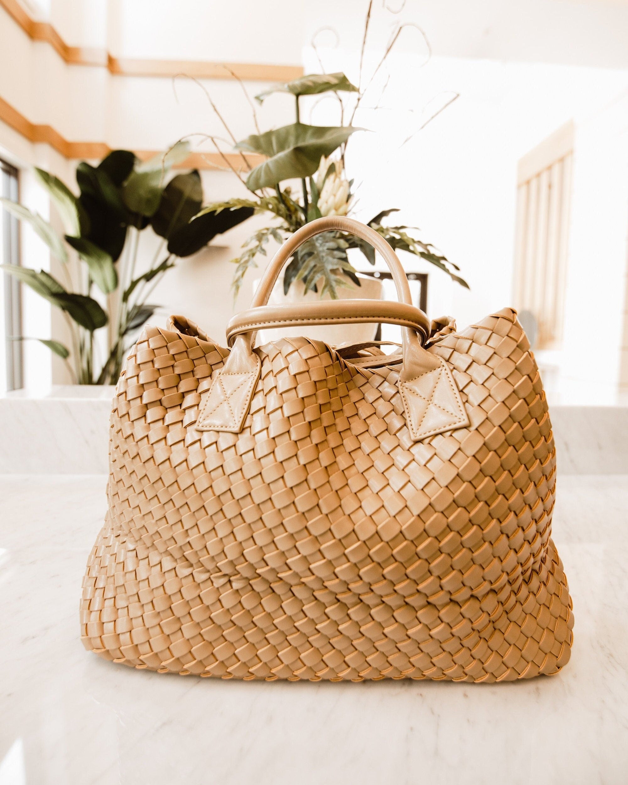 Woven Cafe Latte Vegan Tote Bag