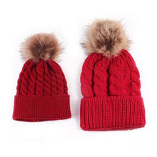 Load image into Gallery viewer, Mommy and Baby Beanies Pom Pom
