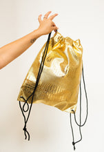 Load image into Gallery viewer, VEGAN Leather Gold Backpack
