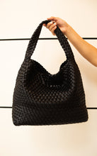 Load image into Gallery viewer, Woven Vegan Leather Black Bag
