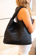 Load image into Gallery viewer, Woven Vegan Leather Black Bag
