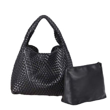 Load image into Gallery viewer, Woven Vegan Leather Black Bag
