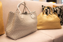 Load image into Gallery viewer, Woven Vegan Leather Bag/Tote in Silver
