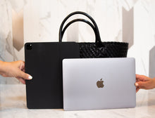 Load image into Gallery viewer, Woven Vegan Leather Bag Tote Black
