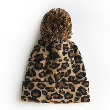 Load image into Gallery viewer, Leopard Print Beanies Pom Pom
