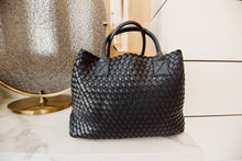 Load image into Gallery viewer, Woven Vegan Leather Bag Tote Black
