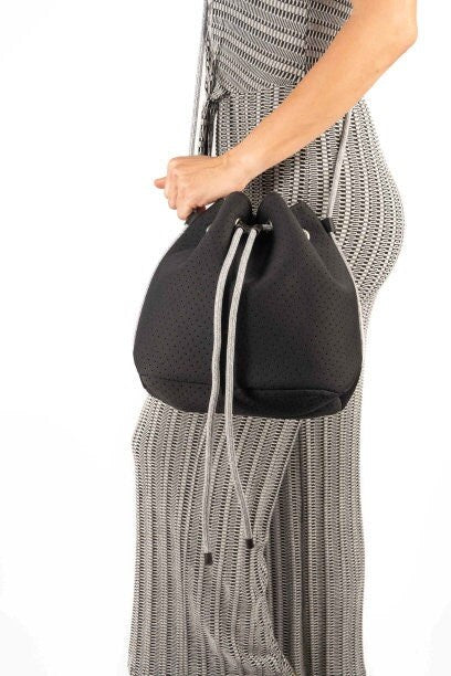 Neoprene Black Bucket  bag tote