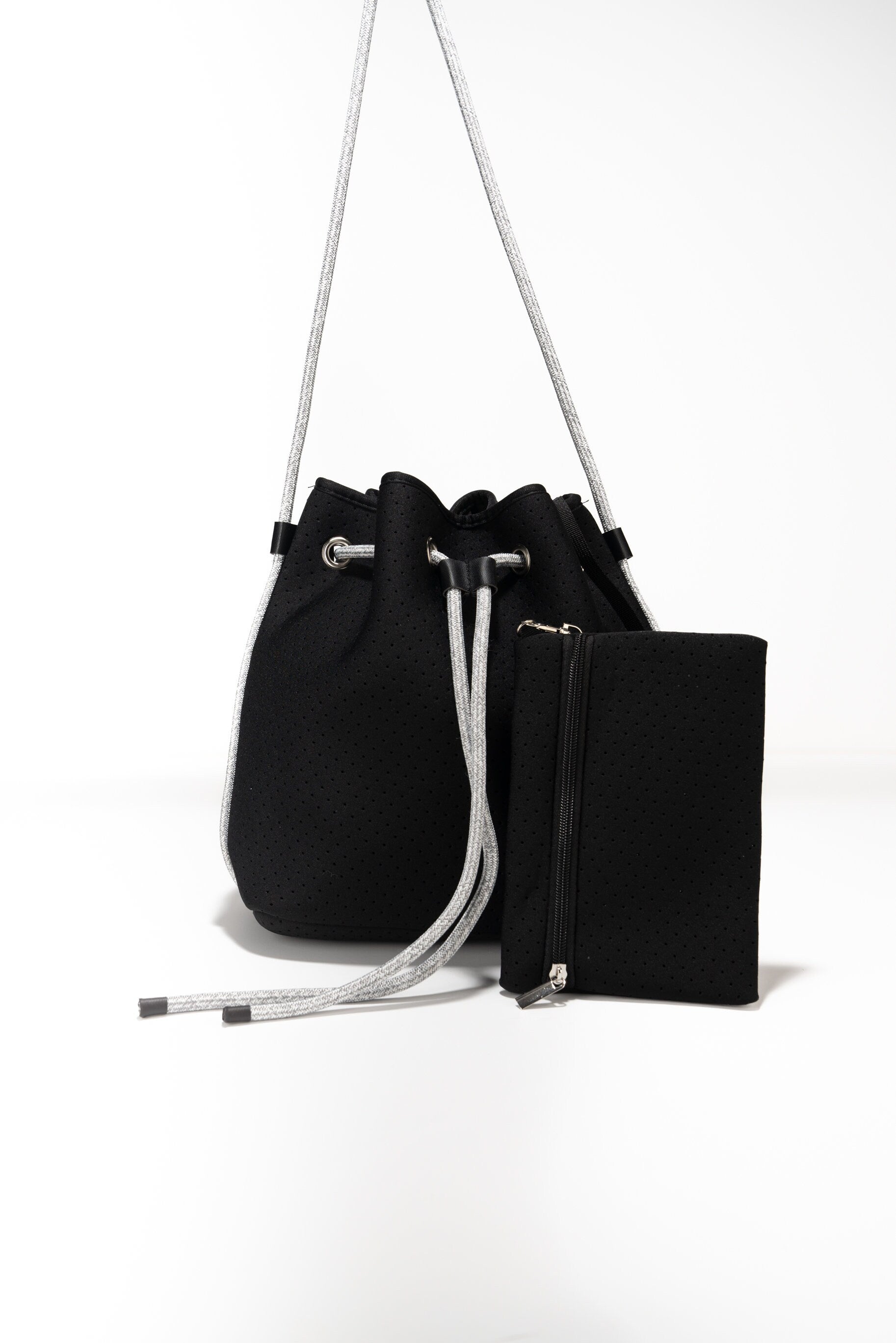 Neoprene Black Bucket  bag tote