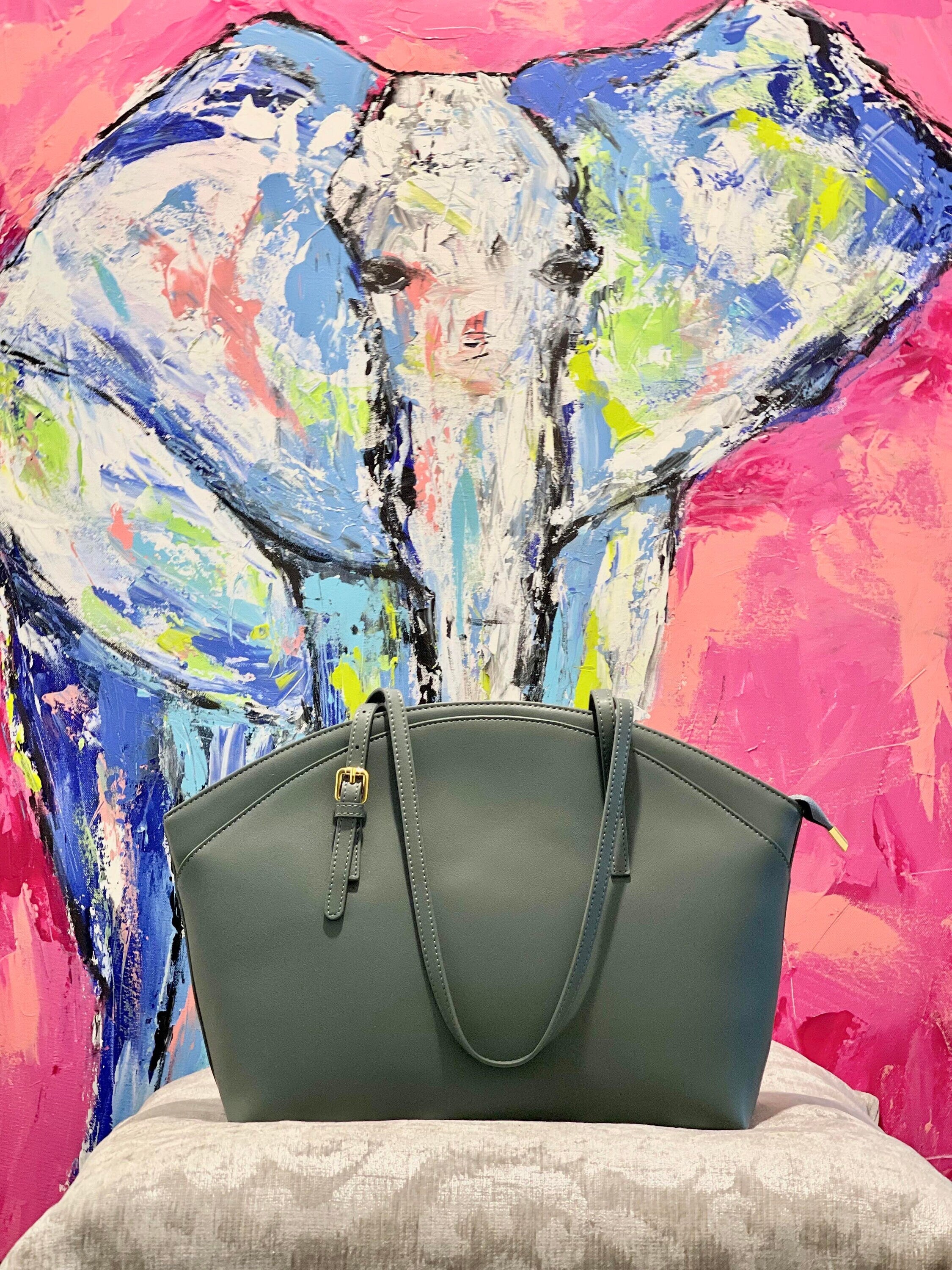 Genuine Leather Bag Dusty Green