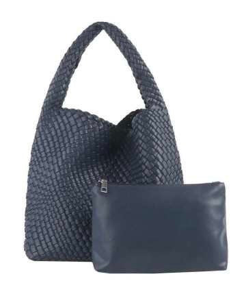 WOVEN NAVY Shoulder Tote Bag