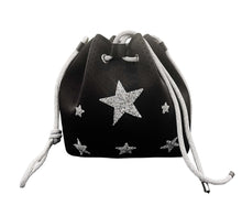 Load image into Gallery viewer, BUCKET TOTE Bag Black Silver Stars
