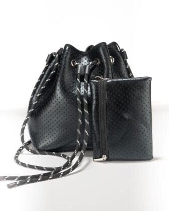 BUCKET Leatherette  Black Bag tote