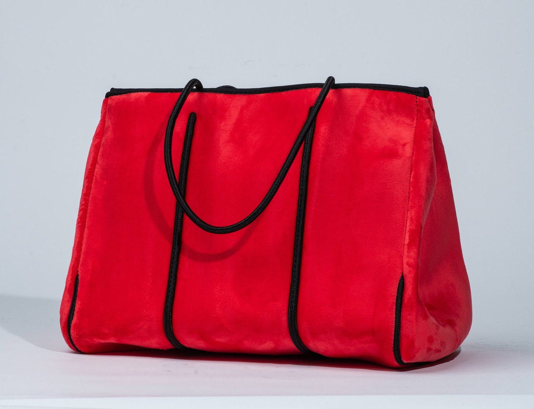 NEOPRENE TOTE BAG, Velvet Ruby Red