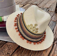 Load image into Gallery viewer, BEIGE STRAW HAT embellished
