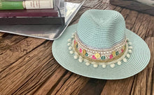 Load image into Gallery viewer, Mint Fedora Straw Hat
