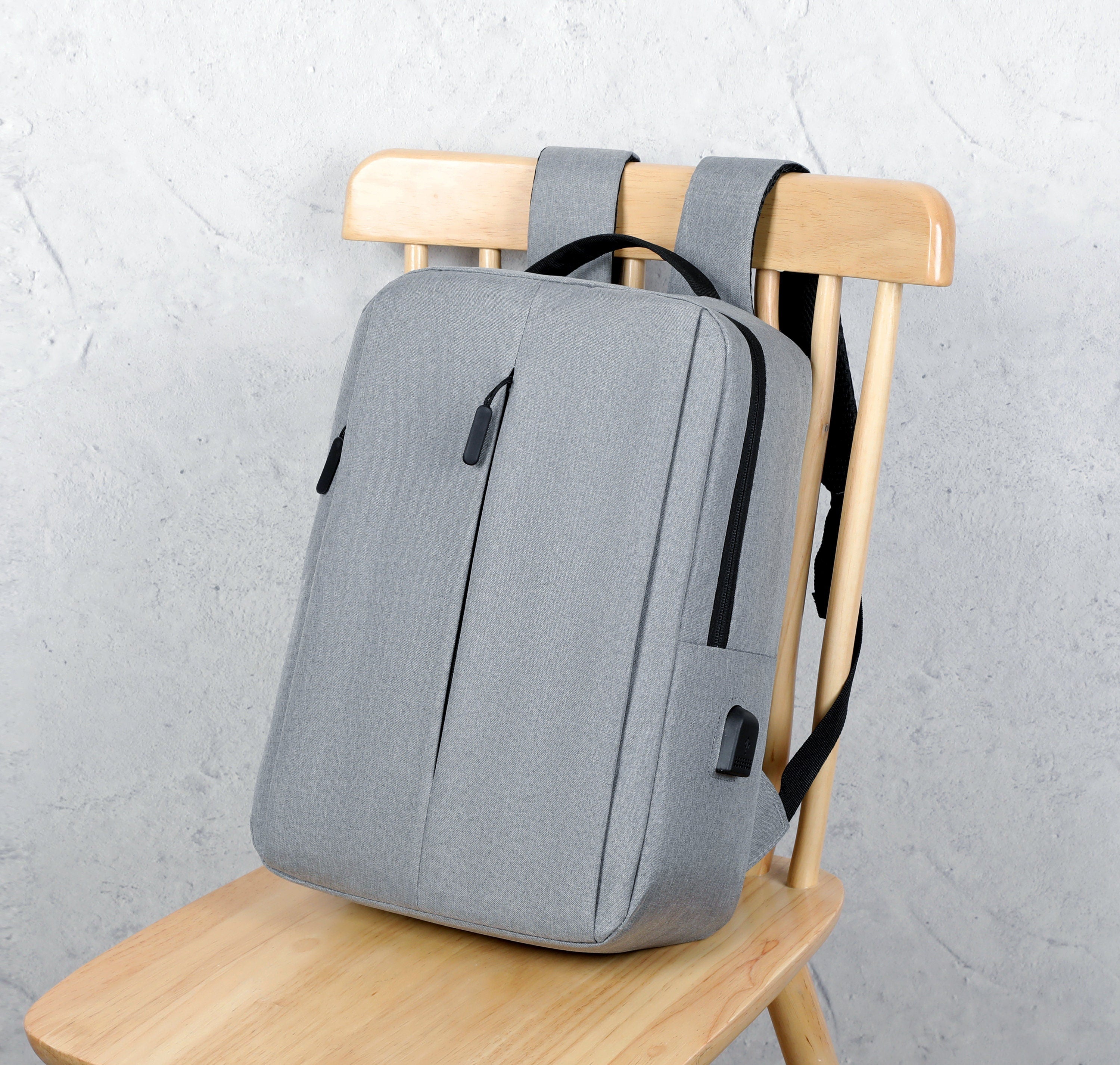 Backpack Unisex Black, Gray or Denim Blue USB Port