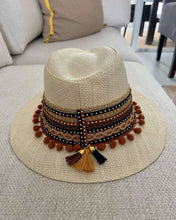 Load image into Gallery viewer, BEIGE STRAW HAT embellished
