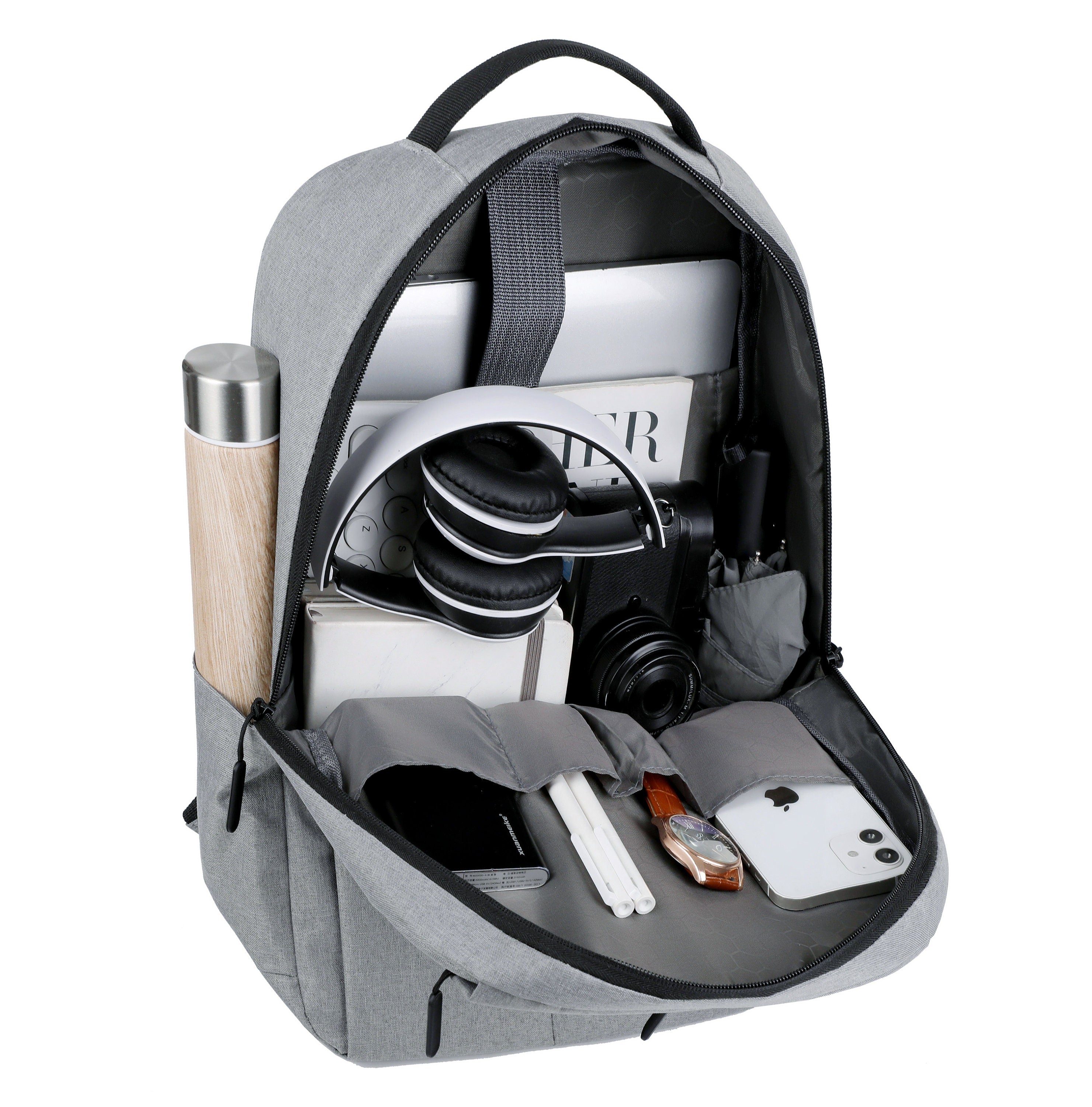 Backpack Unisex Black, Gray or Denim Blue USB Port