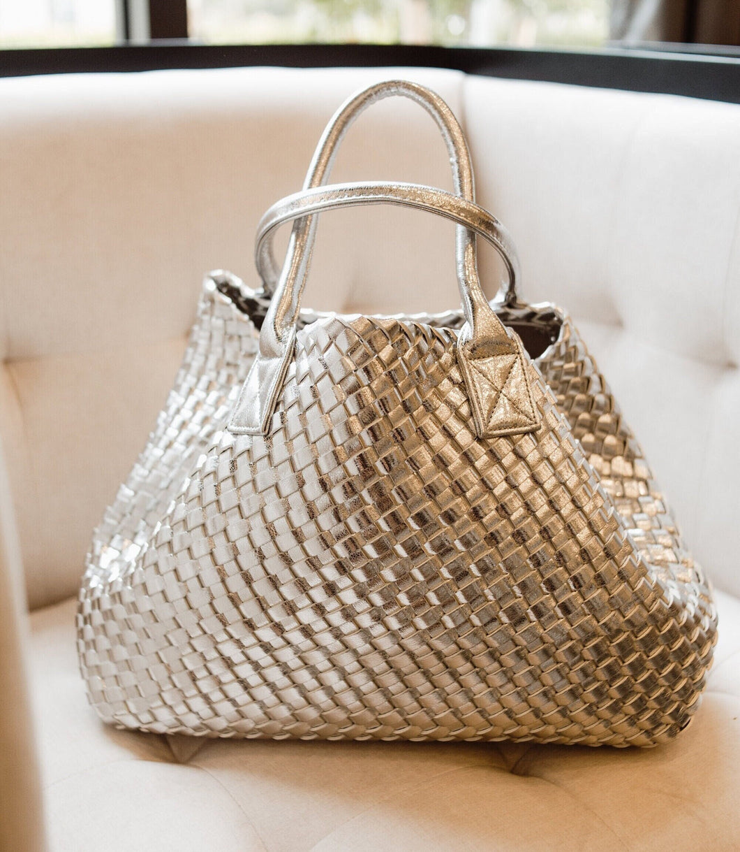 Silver Hand Woven Bag