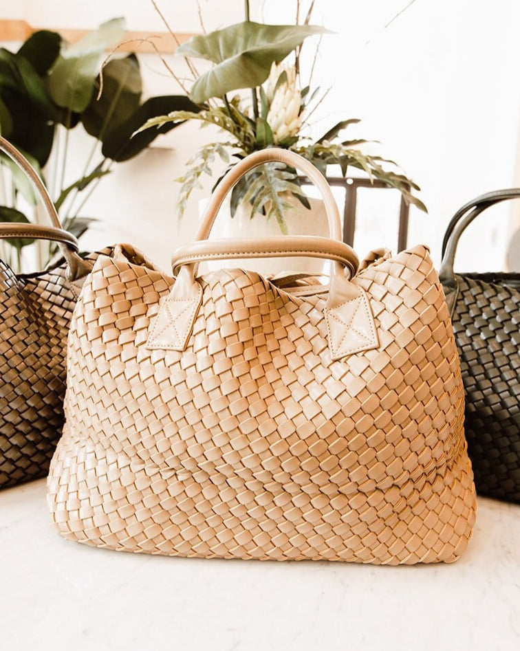 Woven Cafe Latte Vegan Tote Bag