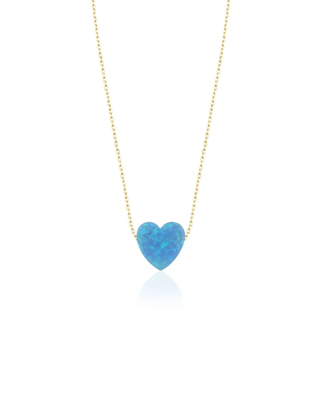 Blue Opal Heart Pendant Necklace