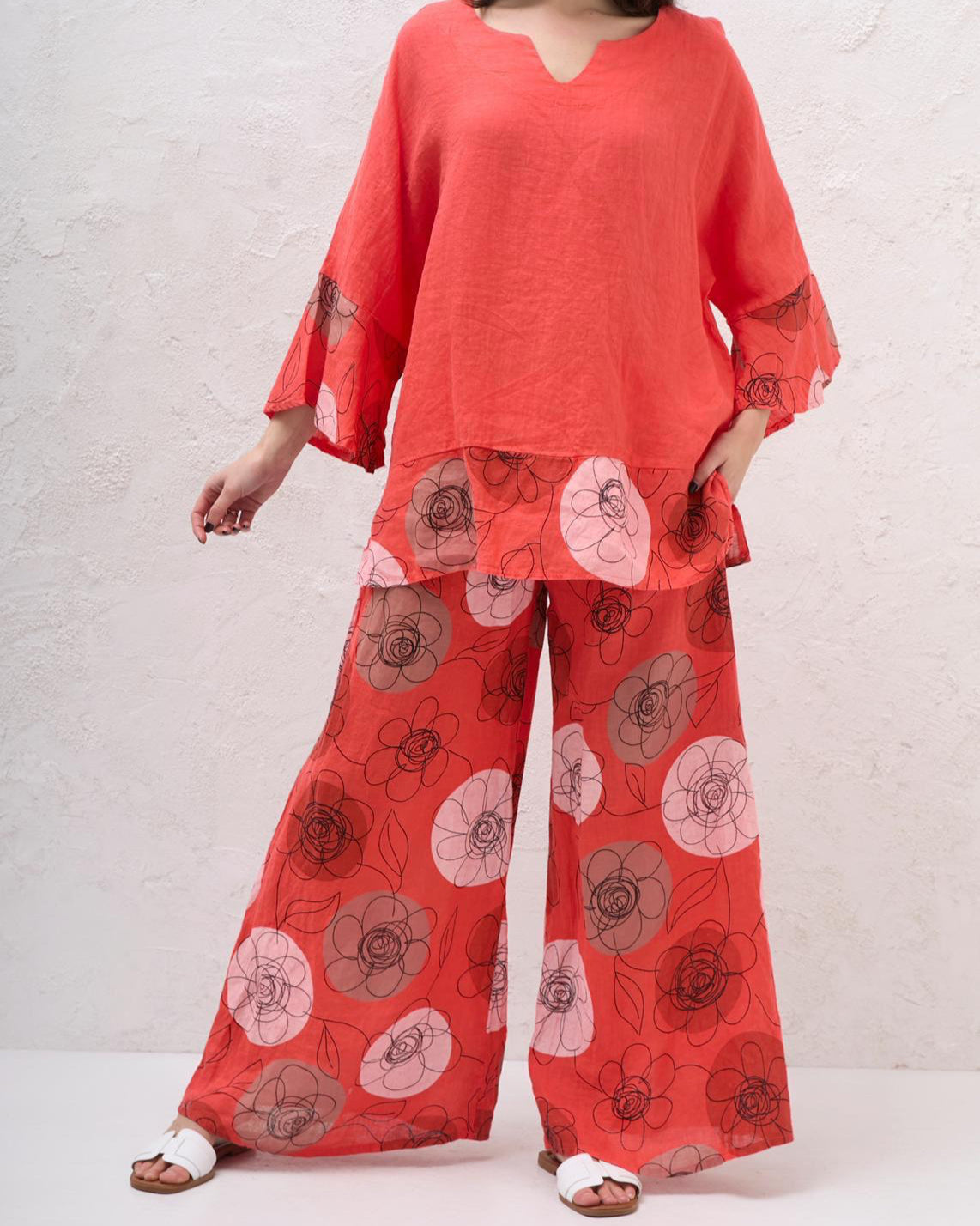 Printed Linen Pants