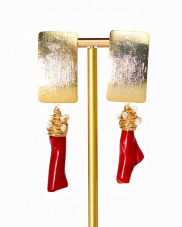 Red Coral Earrings