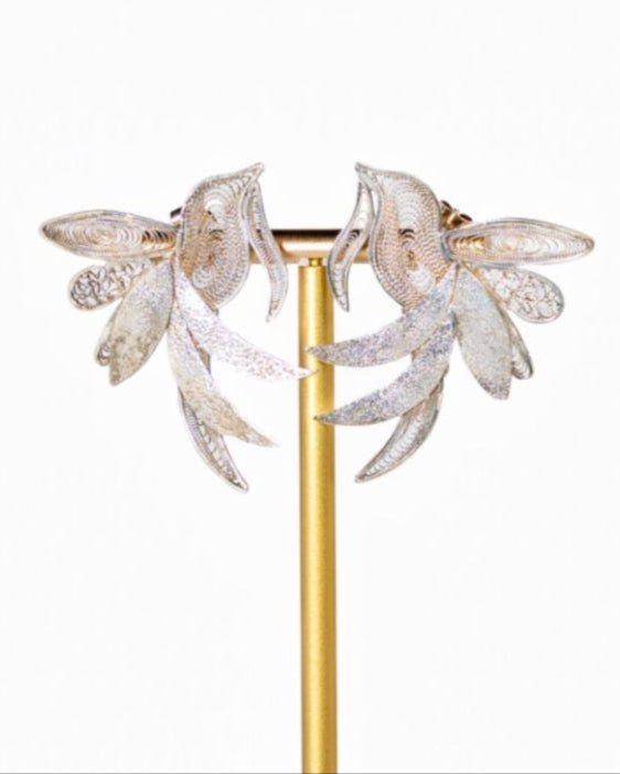 Sterling Silver Filigree Hummingbird Earrings