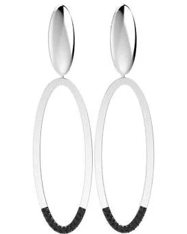 Silver Oval Drop Earrings