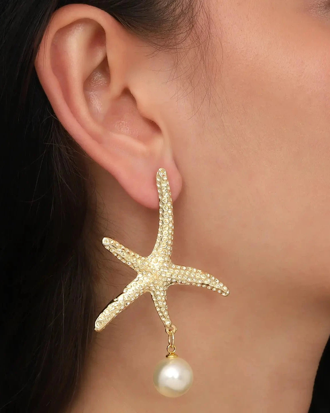 Starfish & Pearl Drop Earrings