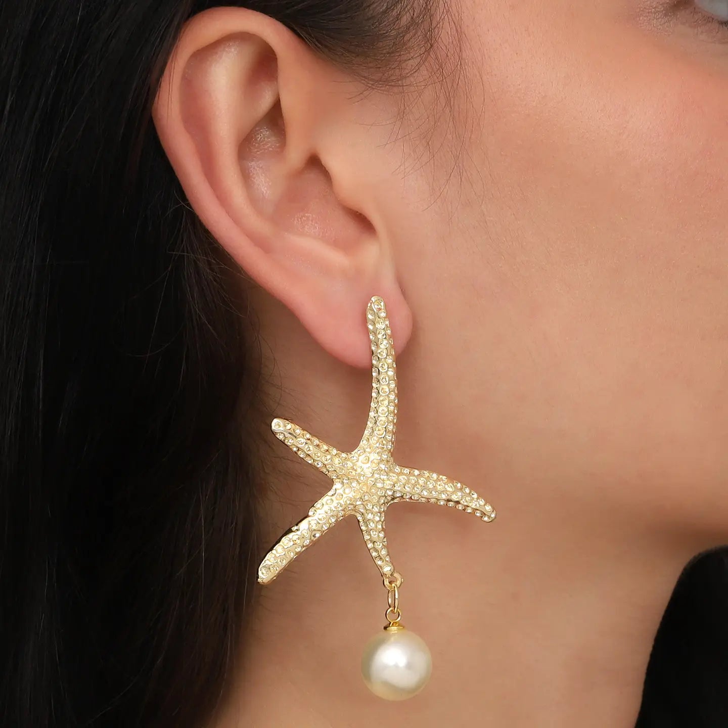 Starfish & Pearl Drop Earrings