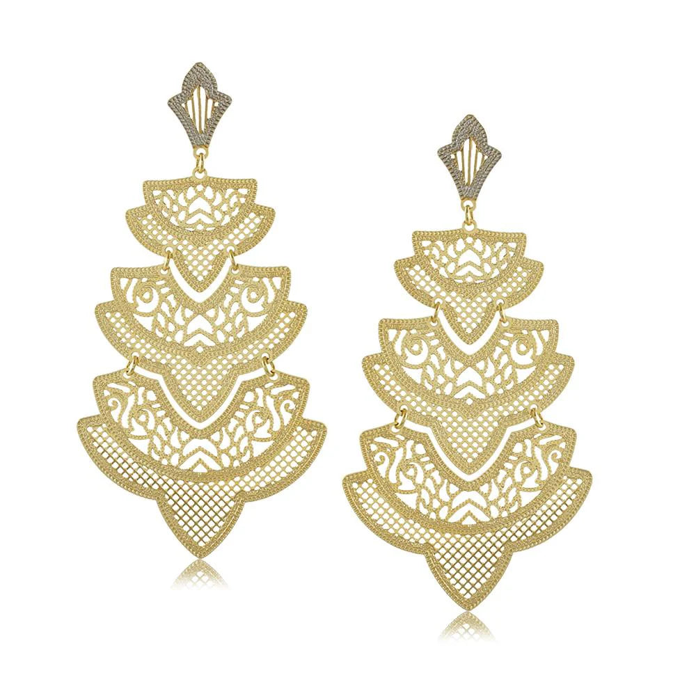 Golden Filigree Cascade Earrings