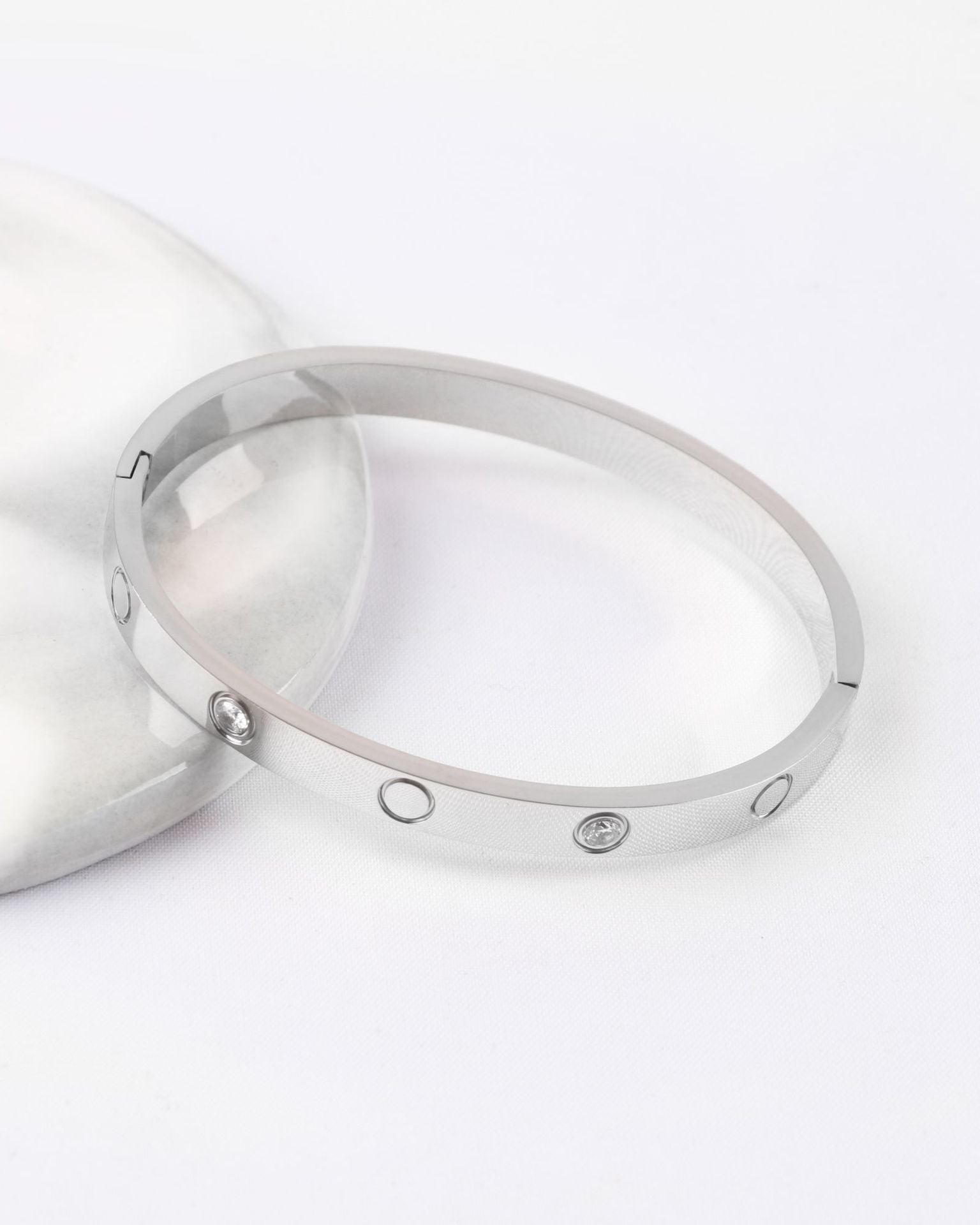 Elsie Signature Bangle Bracelet Wit CZ's- Thick