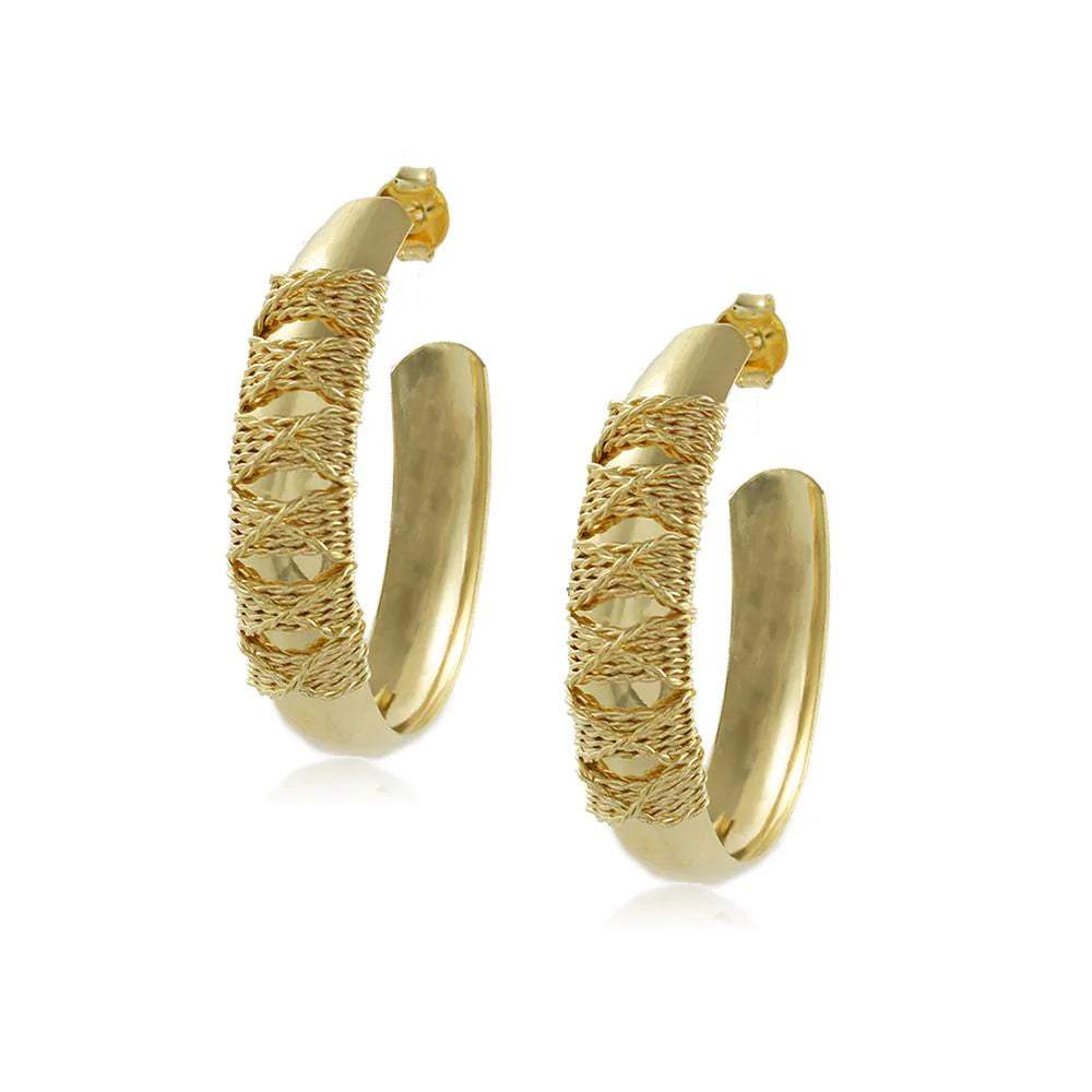Gold Threaded Hoop Earrings
