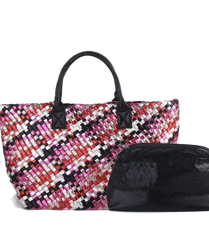 Woven Multicolor Metallic Tote Bag